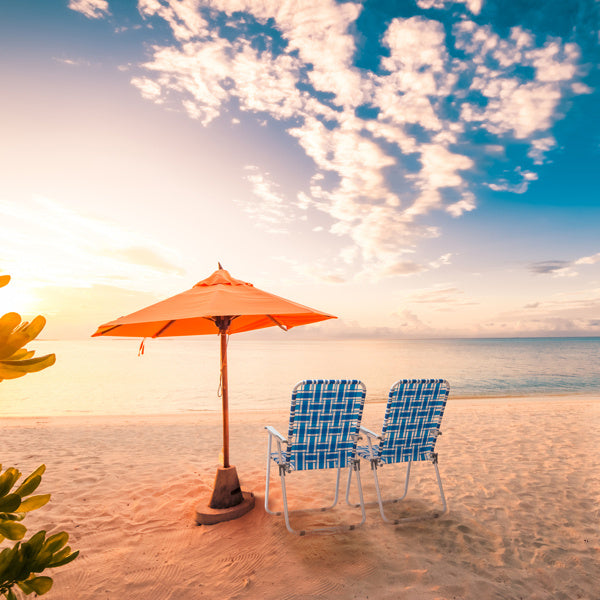 2pcs Blue And White Striped Beach Chairs