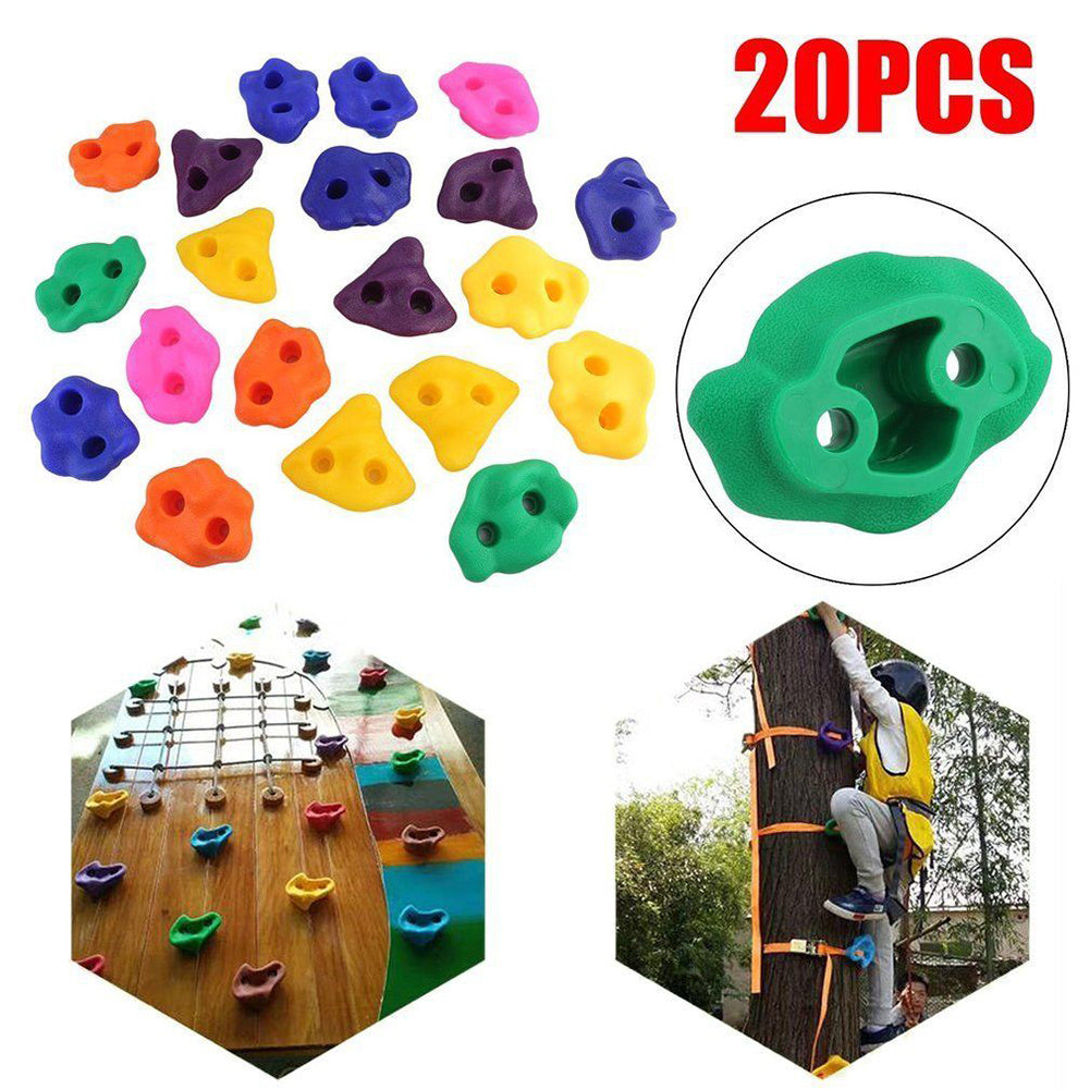 20Pcs Multi Colour Textured Climbing Rocks Wall Stones Kids Assorted Kit Bolt