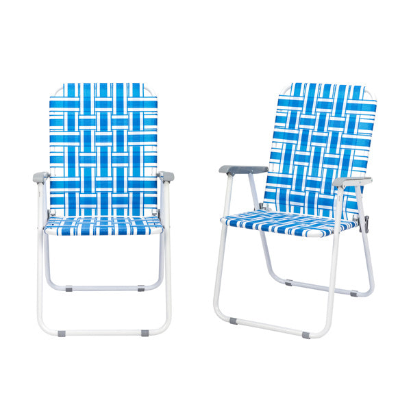 2pcs Blue And White Striped Beach Chairs