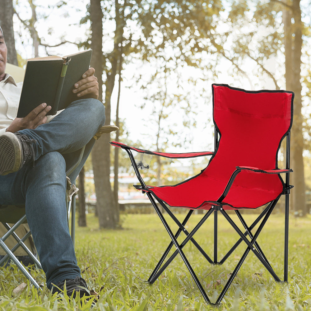 Camping Chair, Black Frame Red Oxford Cloth