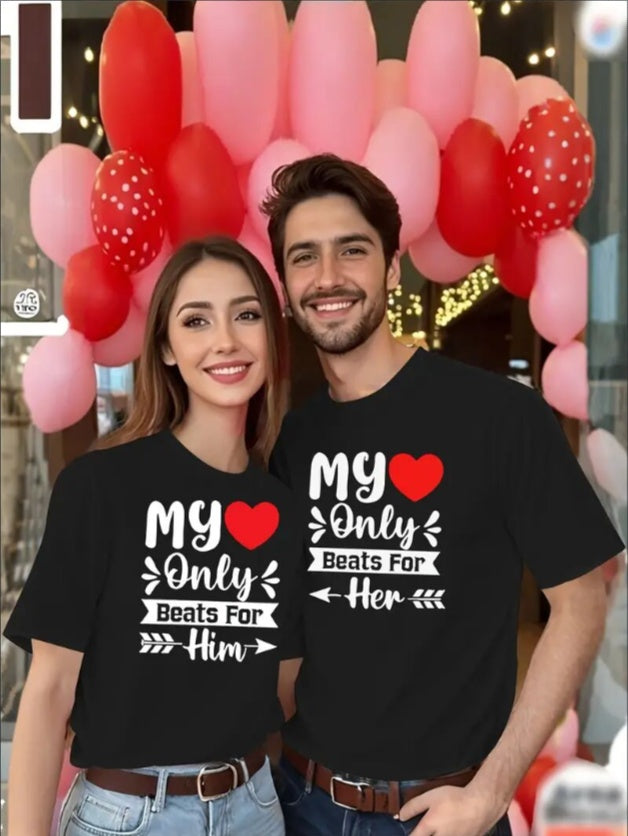 Love Valentine'S Day T-Shirt, Couple T-Shirt, Couple Christmas, Fashion Casual T-Shirt, Short-Sleeved T-Shirt