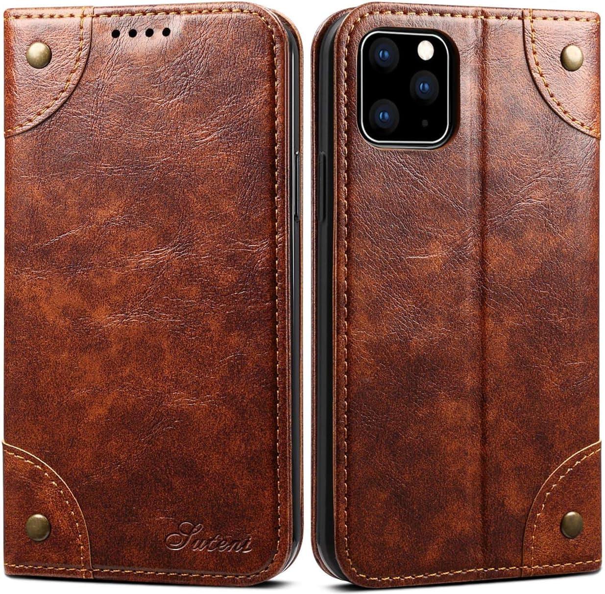 Compatible with Iphone 11 Leather Case,  for Iphone 11 Wallet Folio Case Book Design Apple Iphone 11 6.1 Inch 2019 Khaki