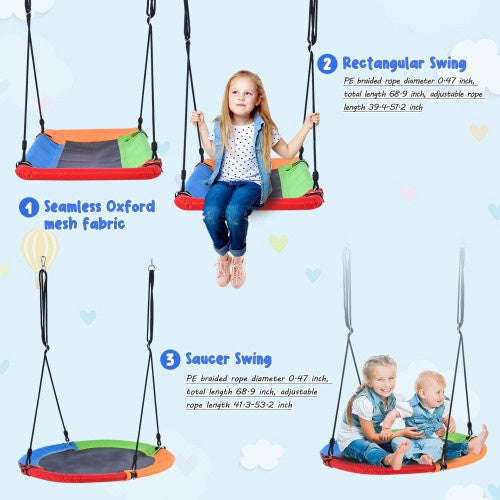 5-in-1 Outdoor Toddler Swing Set, Playground Swing Set With Steel Frame, Multifunctional Playset For Kids