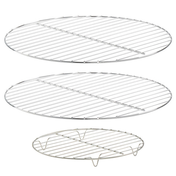 Three chrome-plated cooking grids for the black smoked charcoal oven, ideal for grilling and smoking.