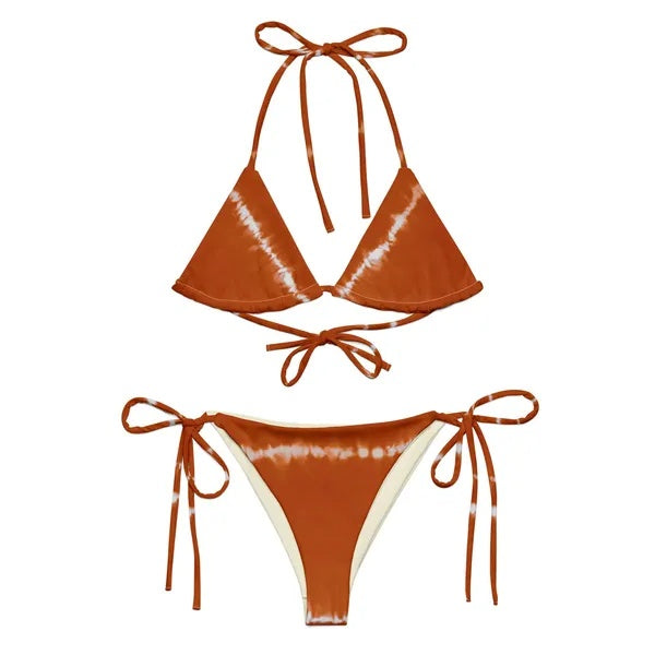 String Bikini In Burnt Orange Shibori