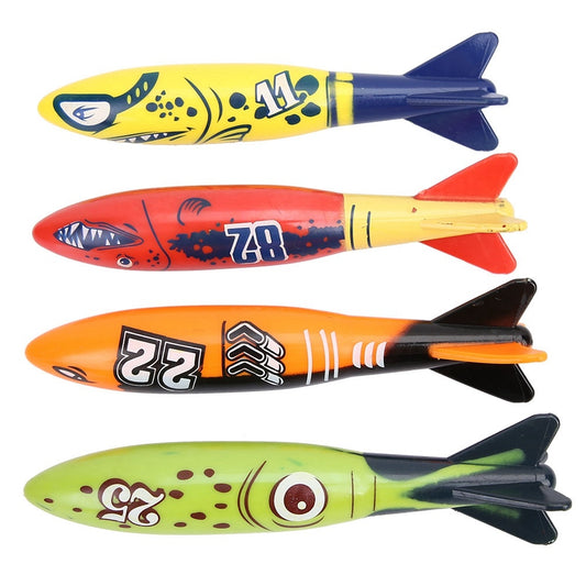 4 Pcs Underwater Torpedo Rocket Throwing Swimming Diving Game Summer Toy