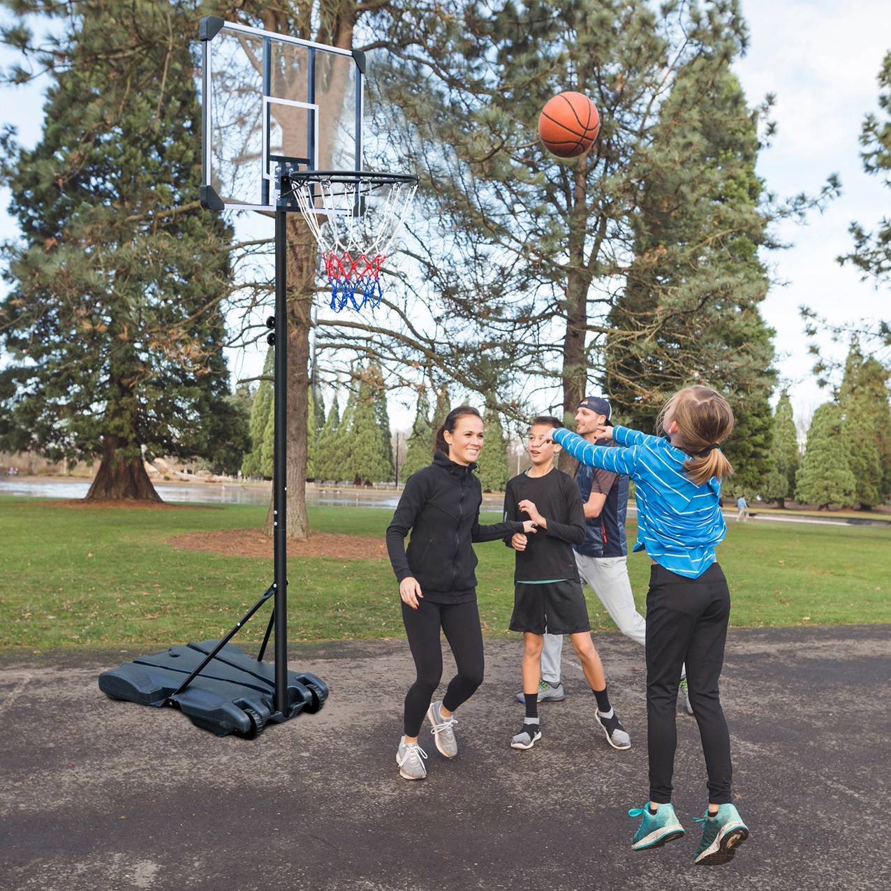 Portable Basketball Hoop Stand W Wheels 5.4ft 7ft For Indoor Outdoor Basketball