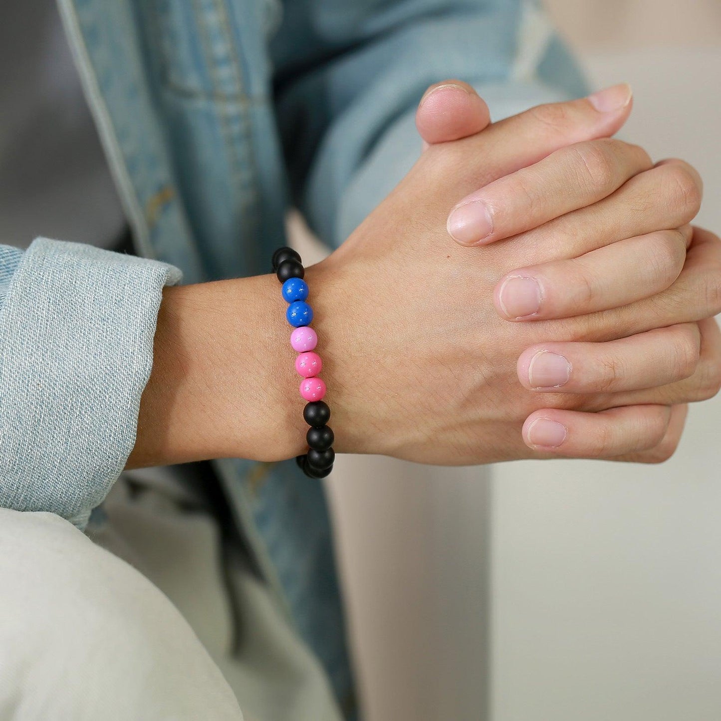 Bracelet Acrylic Black Agate Beaded Bracelet Friendship Men And Women