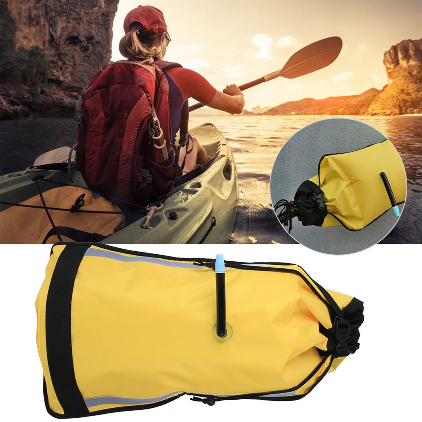 Nylon Rescue Inflatable Paddle Float Floating Bag for Canoe Kayak Seayak