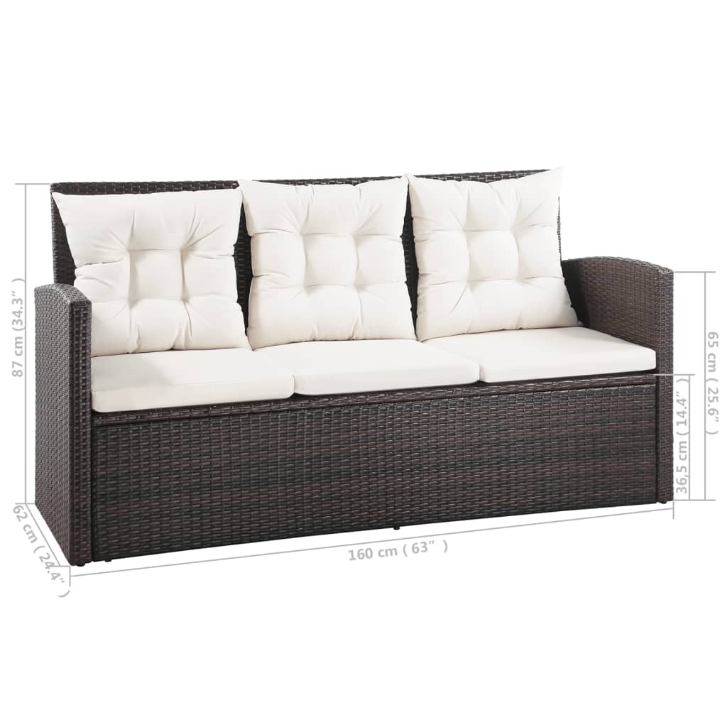 vidaXL 5 Piece Patio Lounge Set with Cushions Poly Rattan Brown