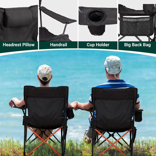 2pcs 82X102X88cm Black Camping Chair