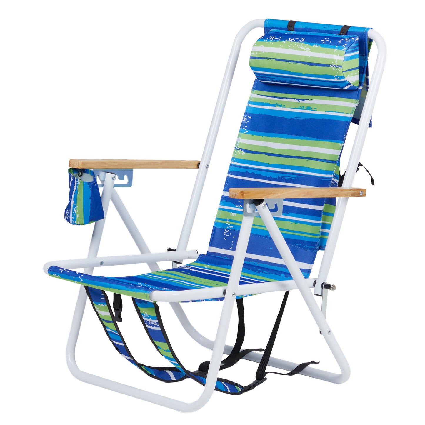 Blue And Green Horizontal Stripes Beach Chair