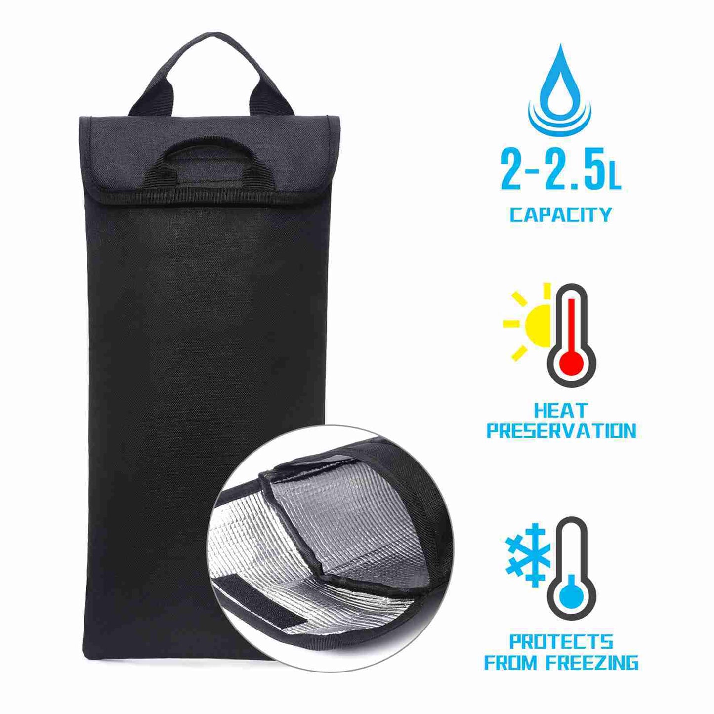 Insulated Cooler Bag Protective Insulated Sleeve for 2-2.5L Water Bladder for Hiking Cycle Mountaineering Camping Skiing Snowboarding