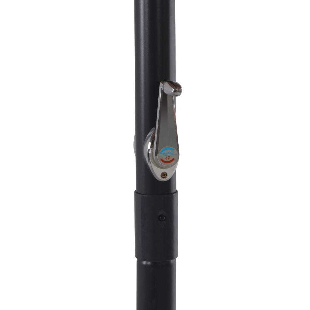 Detailed view of the vidaXL Garden Parasol's aluminium pole with a crank handle for easy opening and closing. Sturdy design for outdoor use.