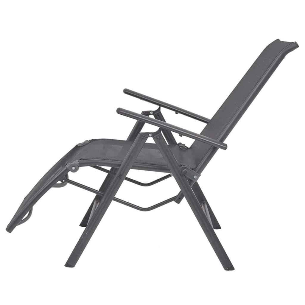 vidaXL Reclining Deck Chair Aluminium and Textilene Black