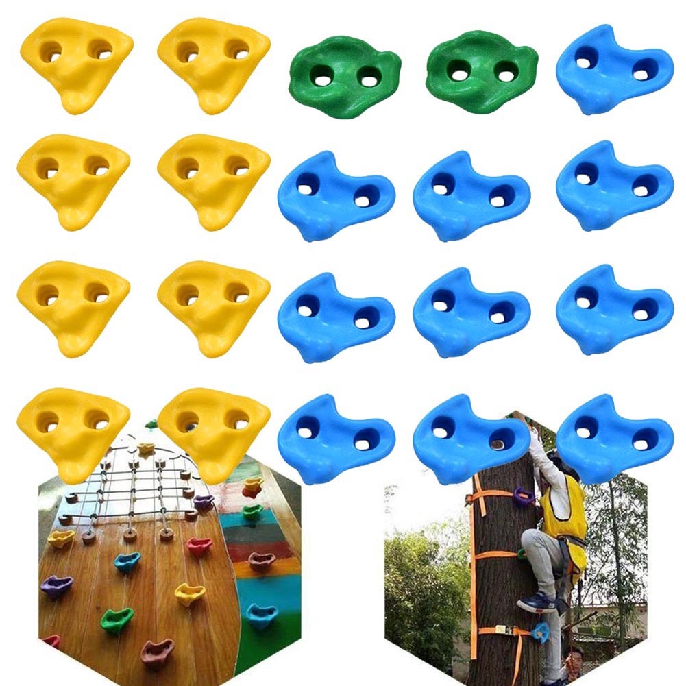 20Pcs Multi Colour Textured Climbing Rocks Wall Stones Kids Assorted Kit Bolt