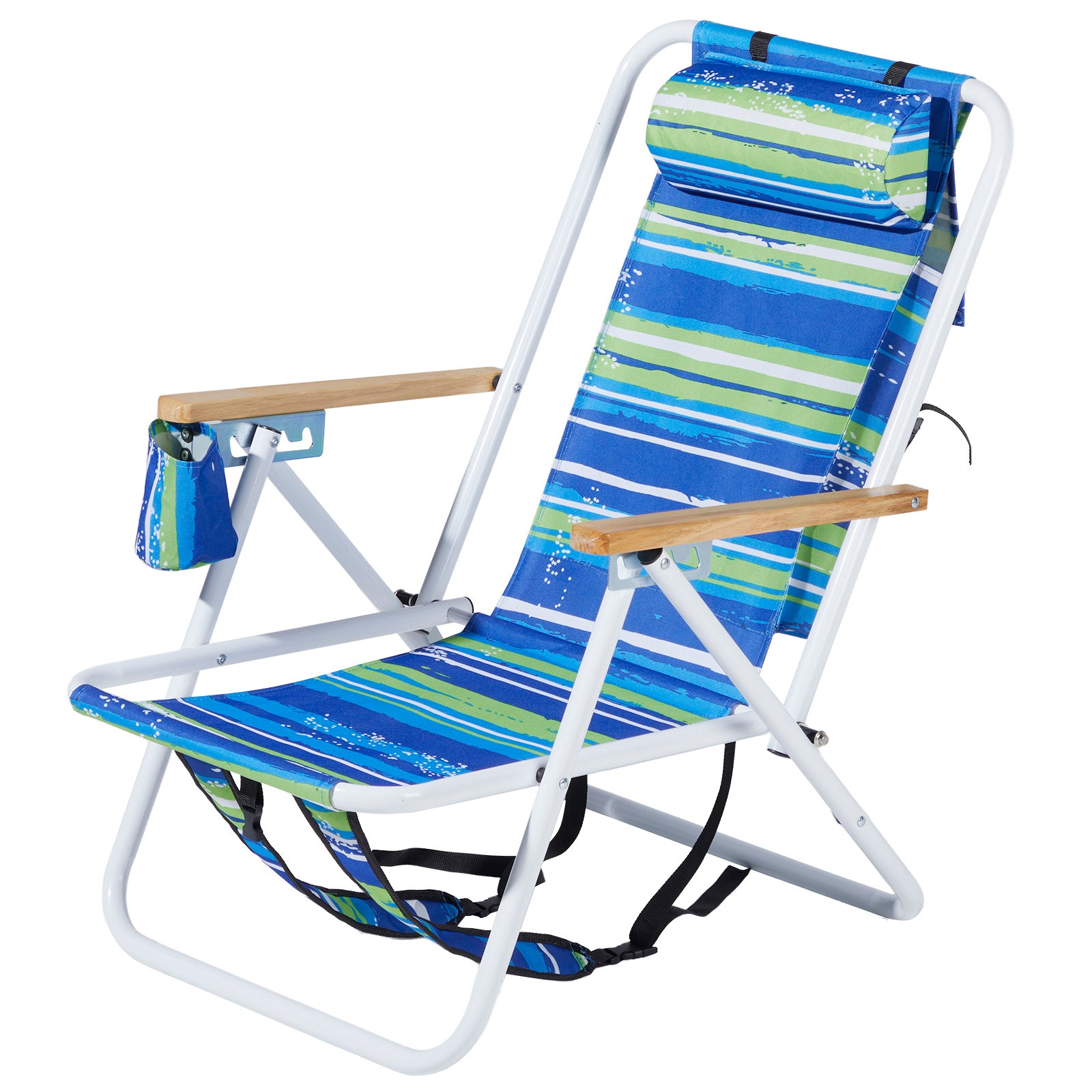 Blue And Green Horizontal Stripes Beach Chair