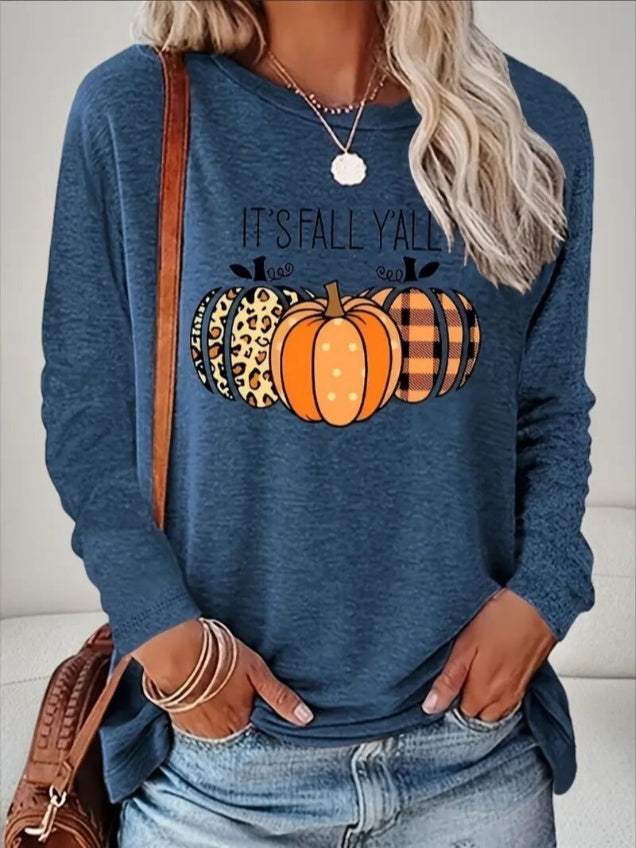 Women's Printed Long Sleeve Hoodless Sweatshirt