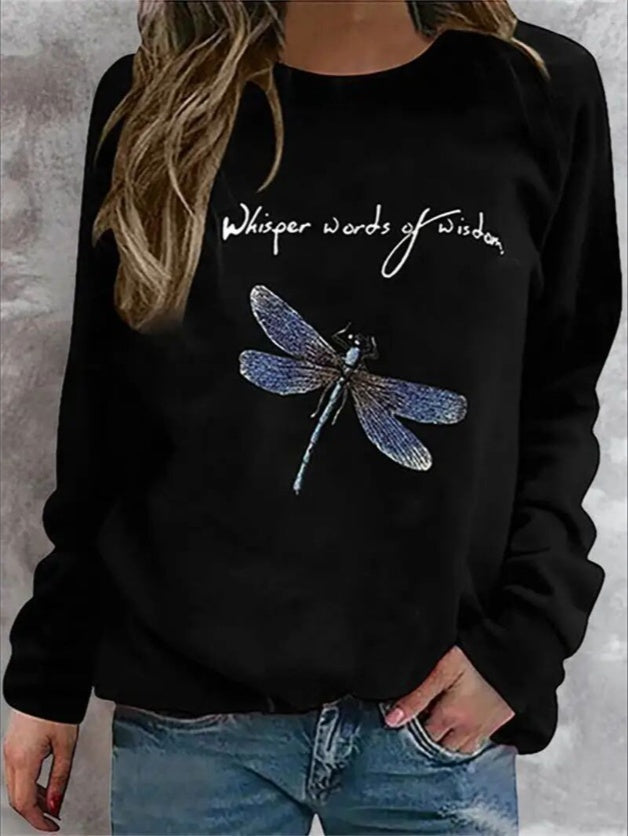 Women's Print Long-sleeved Hoodless Sweatshirt