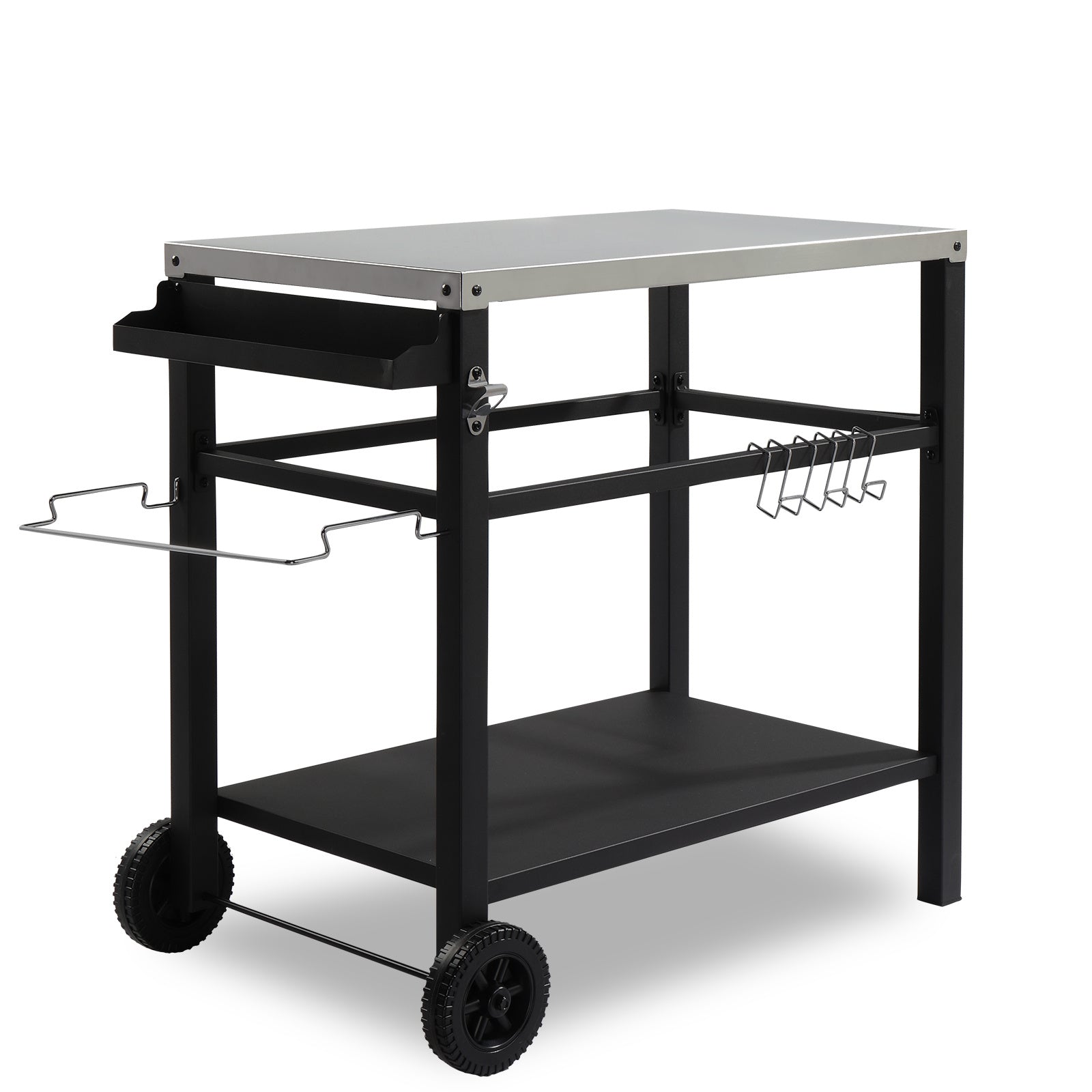 112x59x82cm, Stainless Steel Top, Without Basket, Removable, Barbecue Cart