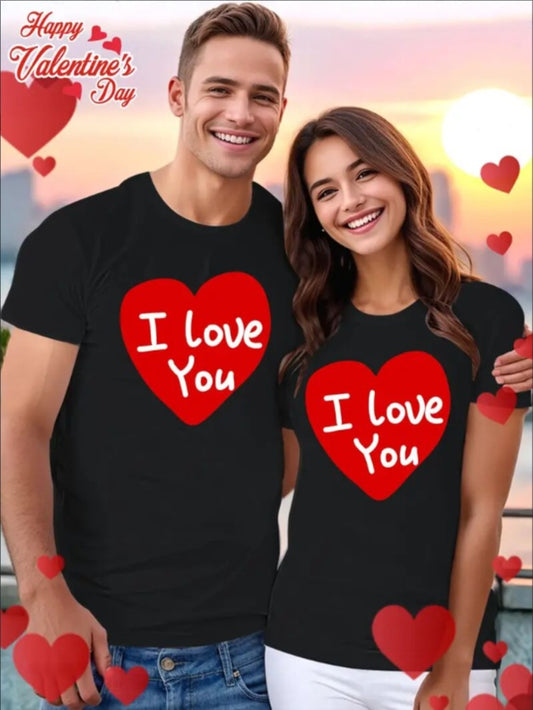 Love Valentine'S Day T-Shirt, Couple T-Shirt, Couple Christmas, Fashion Casual T-Shirt, Short-Sleeved T-Shirt