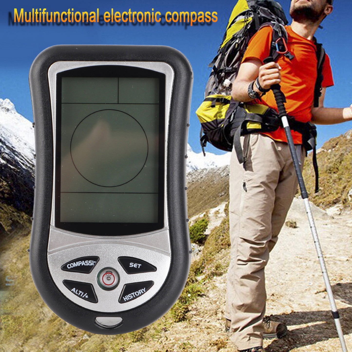 Black Multi Function Digital Altimeter Barometer Compass Weather Forecast For Outdoor Hiking