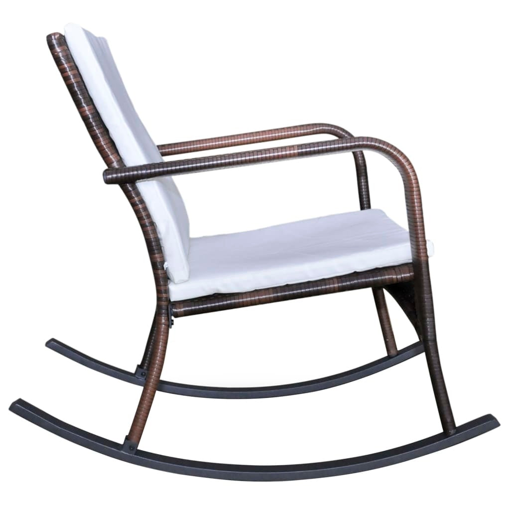 vidaXL Outdoor Rocking Chair Brown Poly Rattan