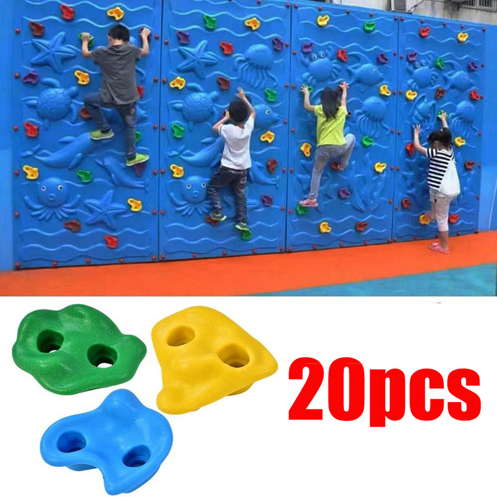 20Pcs Multi Colour Textured Climbing Rocks Wall Stones Kids Assorted Kit Bolt