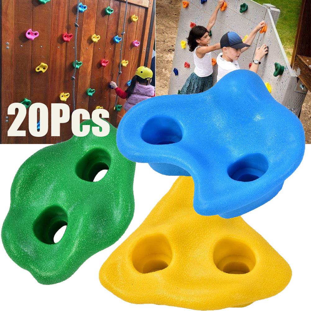 20Pcs Multi Colour Textured Climbing Rocks Wall Stones Kids Assorted Kit Bolt