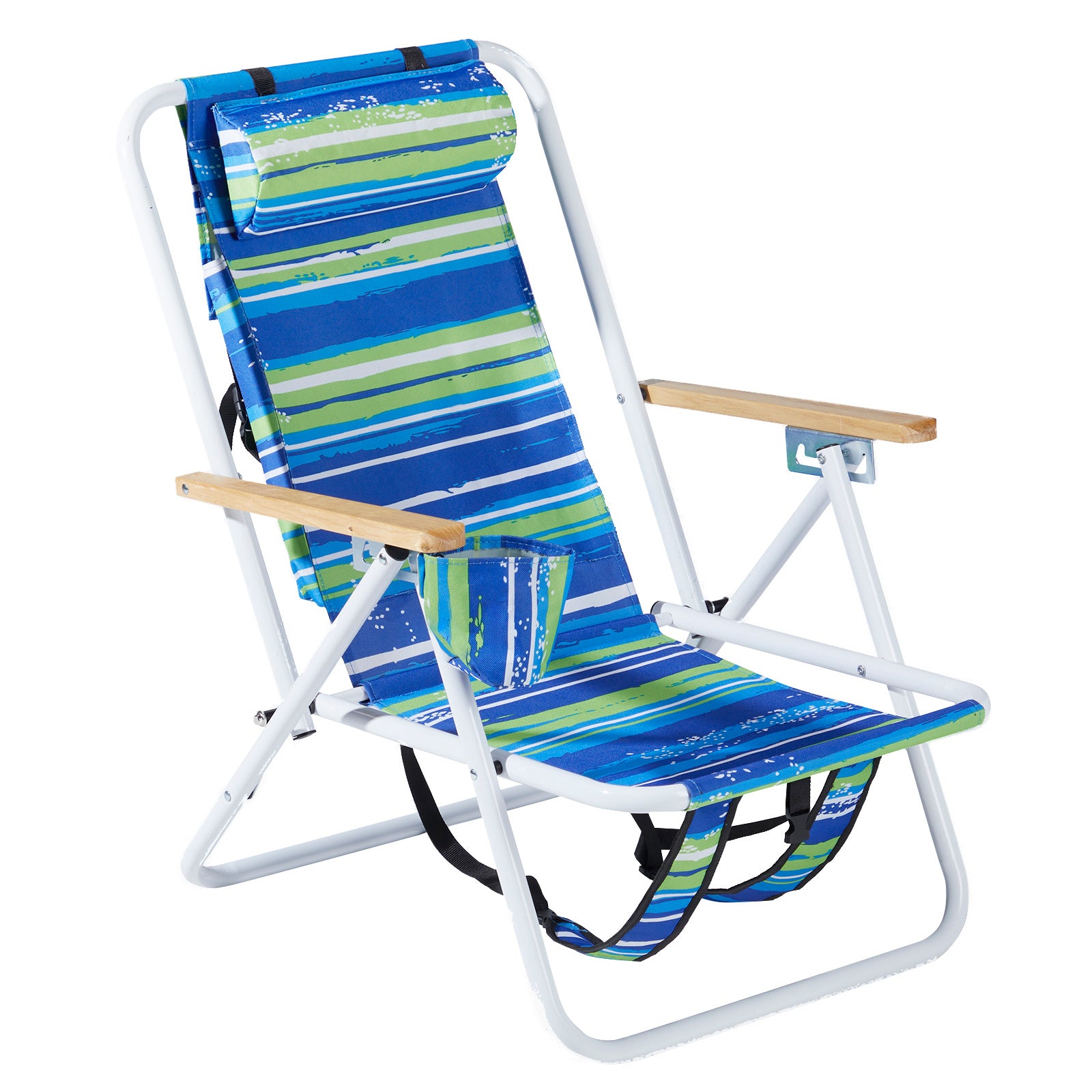 Blue And Green Horizontal Stripes Beach Chair