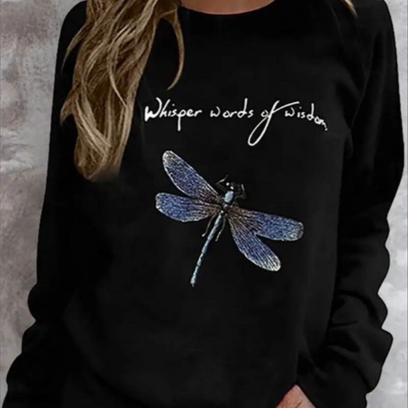 Women's Print Long-sleeved Hoodless Sweatshirt