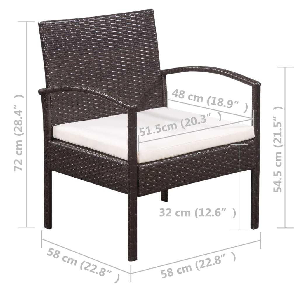 vidaXL 5 Piece Patio Lounge Set with Cushions Poly Rattan Black