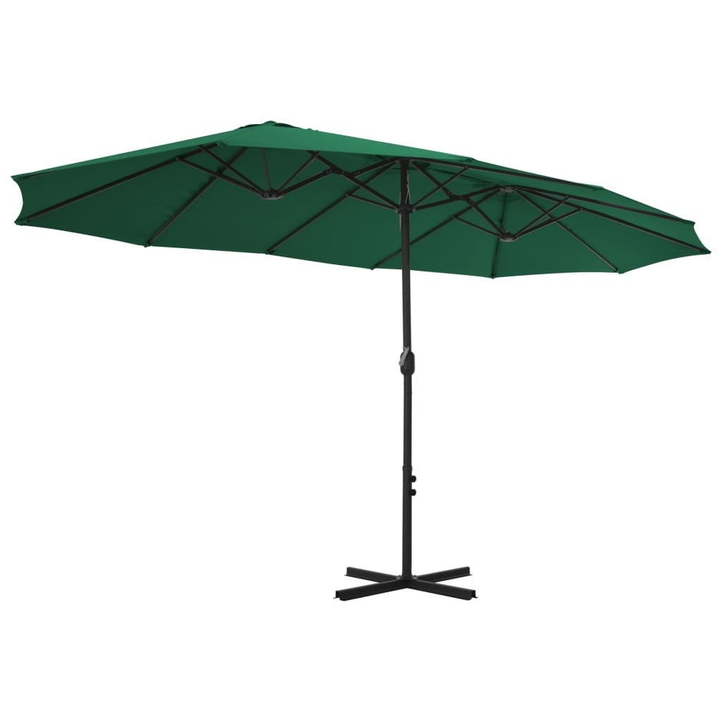 Large green vidaXL garden parasol with aluminum pole, designed for outdoor use. Provides ample shade with a durable and stylish structure.