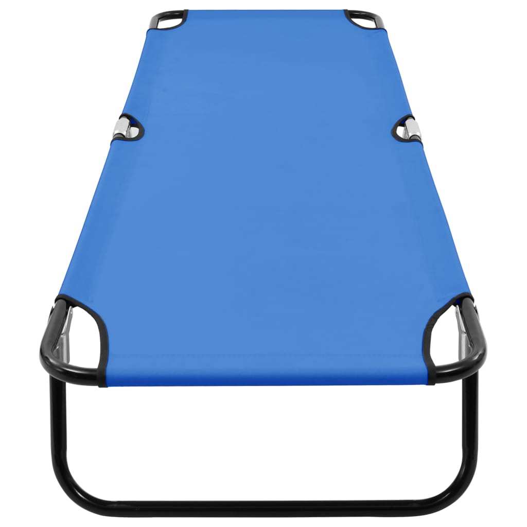 vidaXL Folding Sun Lounger Blue Steel, designed for comfort and durability. Ideal for camping, beach trips, or garden lounging with a sleek, modern look.