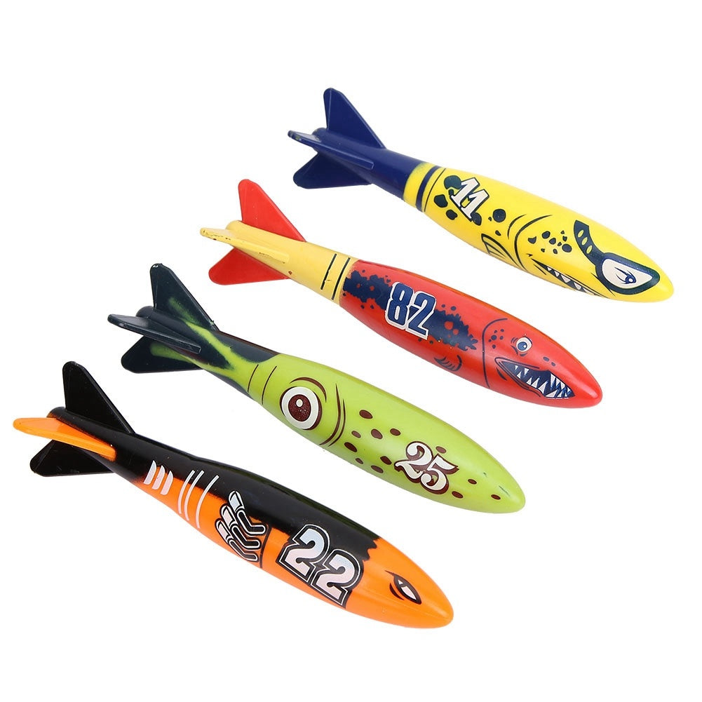 4 Pcs Underwater Torpedo Rocket Throwing Swimming Diving Game Summer Toy