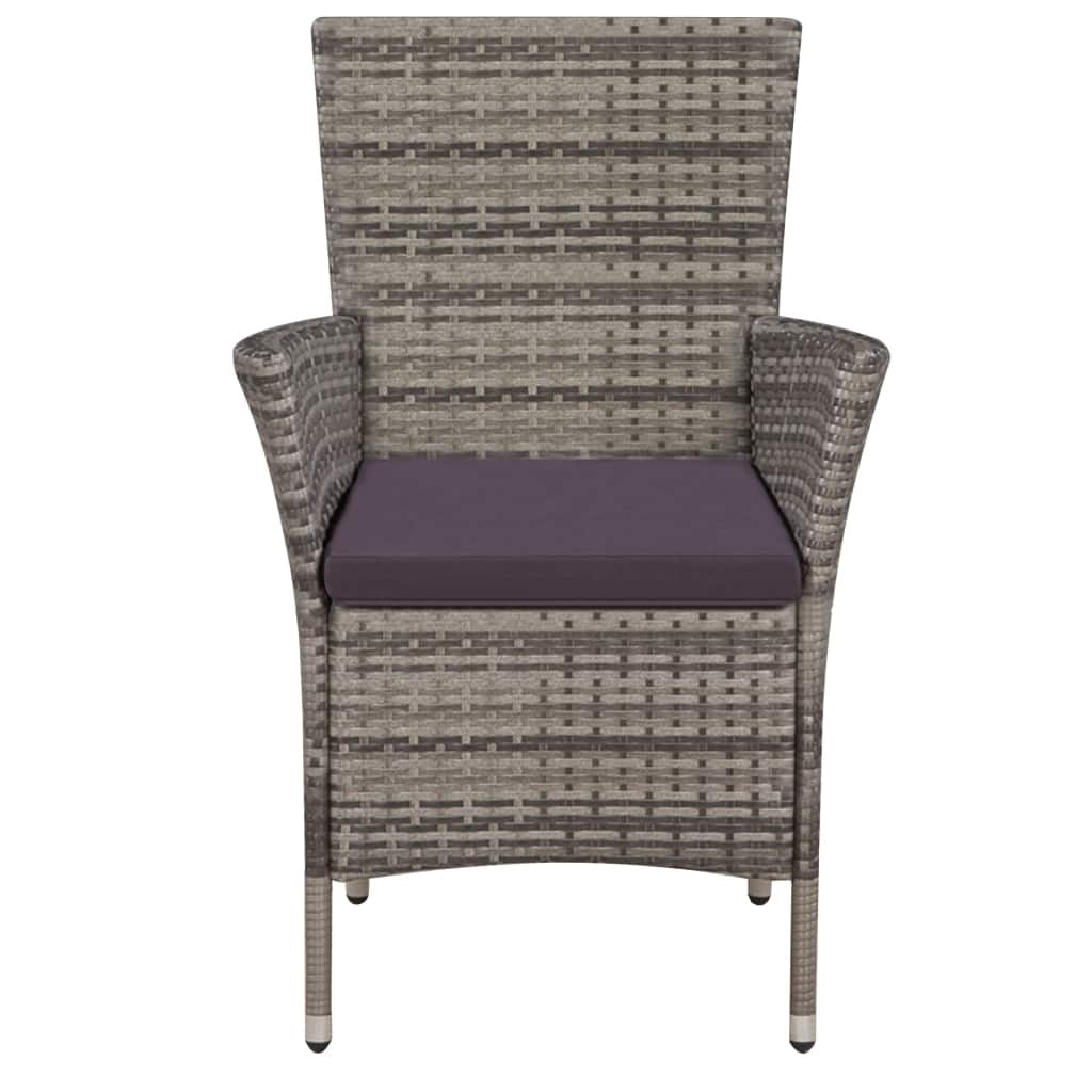 vidaXL Patio Chairs 2 pcs with Cushions Poly Rattan Gray