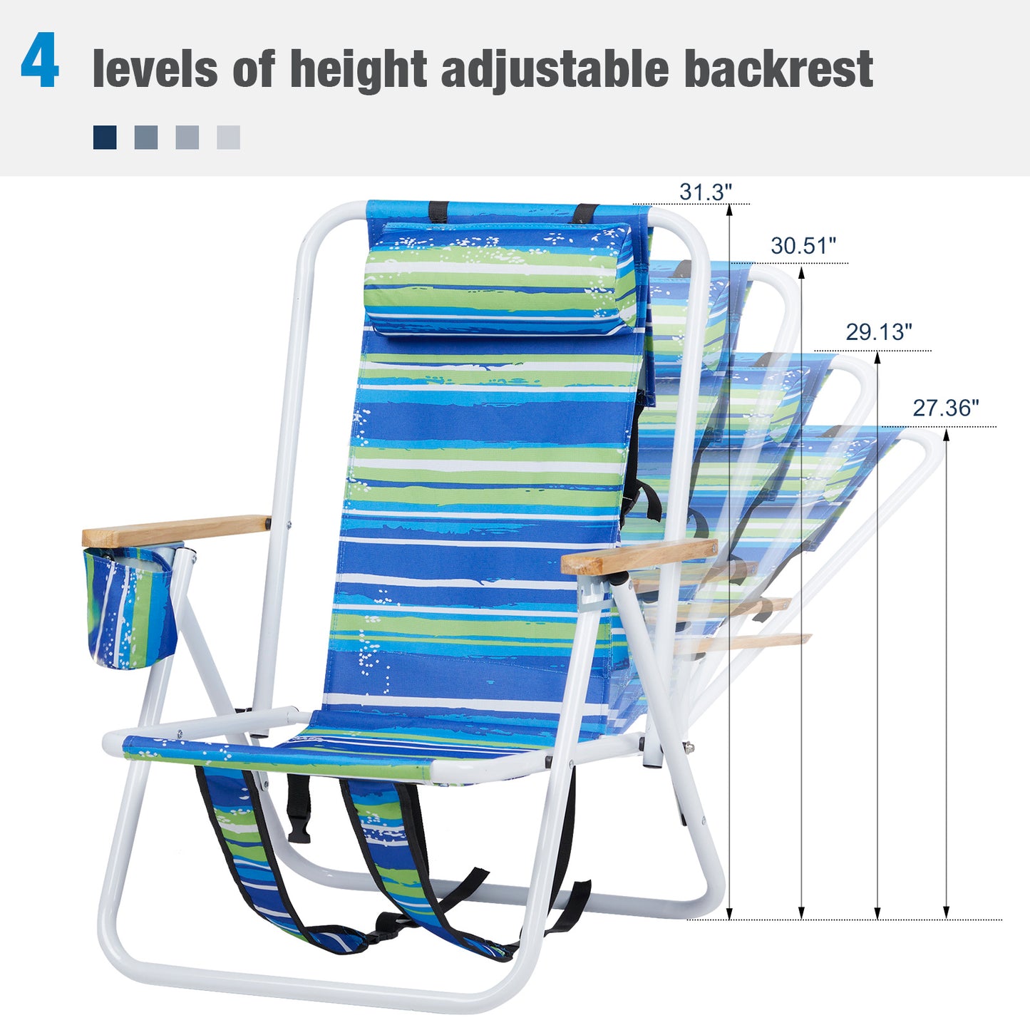 Blue And Green Horizontal Stripes Beach Chair