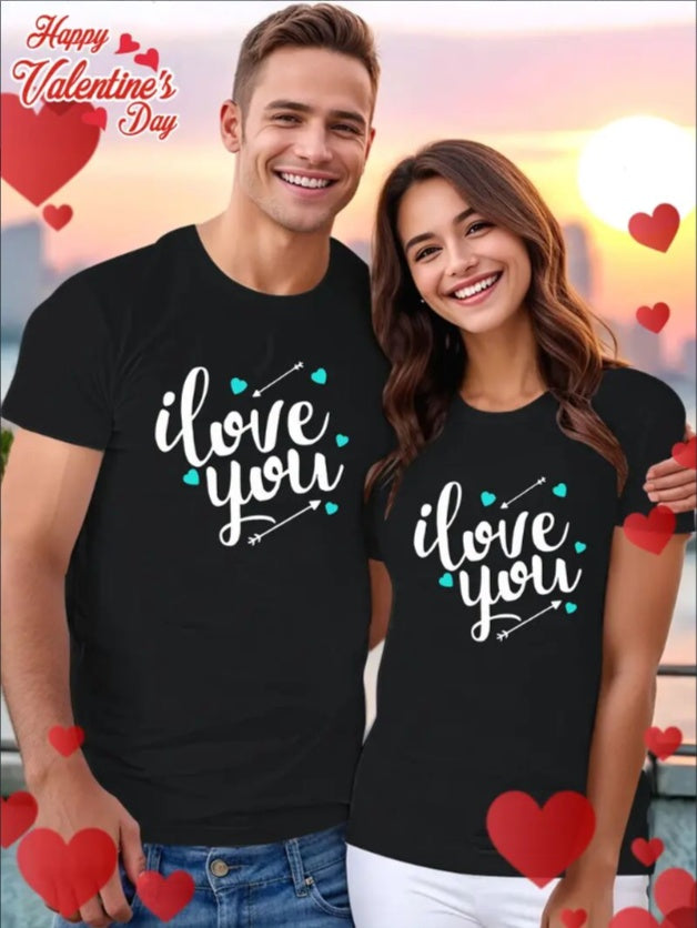 Love Valentine'S Day T-Shirt, Couple T-Shirt, Couple Christmas, Fashion Casual T-Shirt, Short-Sleeved T-Shirt