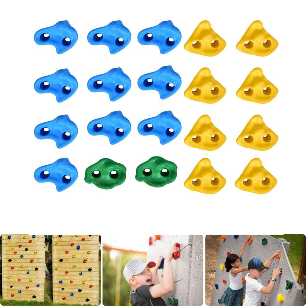 20Pcs Multi Colour Textured Climbing Rocks Wall Stones Kids Assorted Kit Bolt