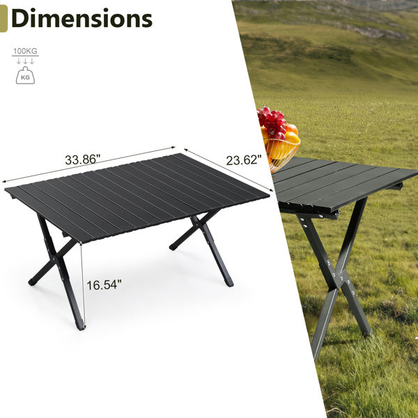 86X60X42cm Black Camping Roll Table