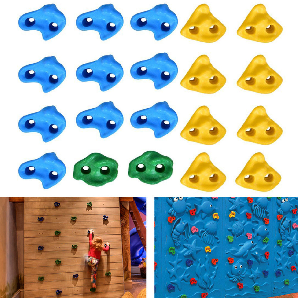 20Pcs Multi Colour Textured Climbing Rocks Wall Stones Kids Assorted Kit Bolt