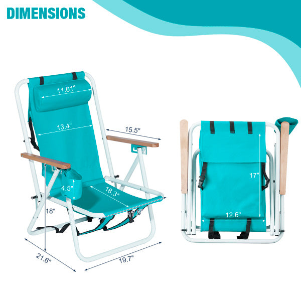 2pcs 23X21.7X31.5in Mint Green Beach Chair