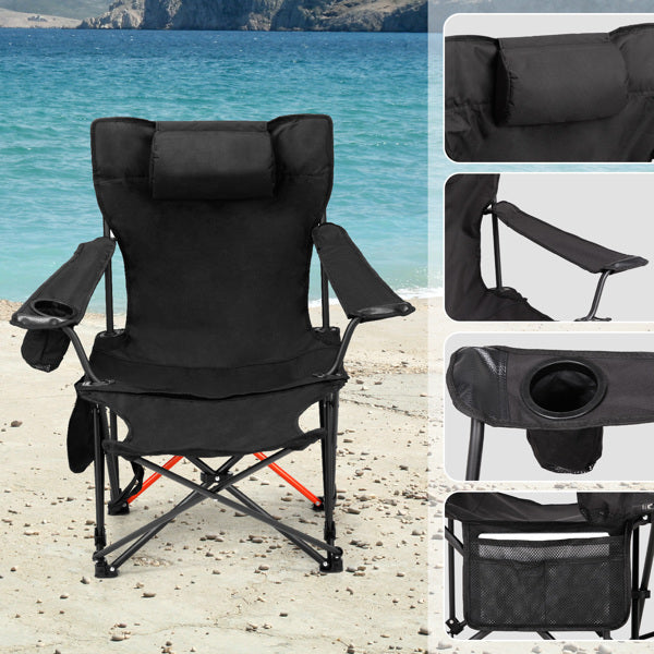 2pcs 82X102X88cm Black Camping Chair