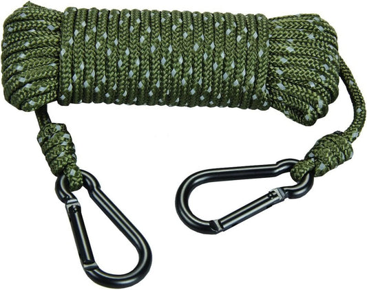 Reflective 30 Feet Treestand Rope, with Carabiner Clips