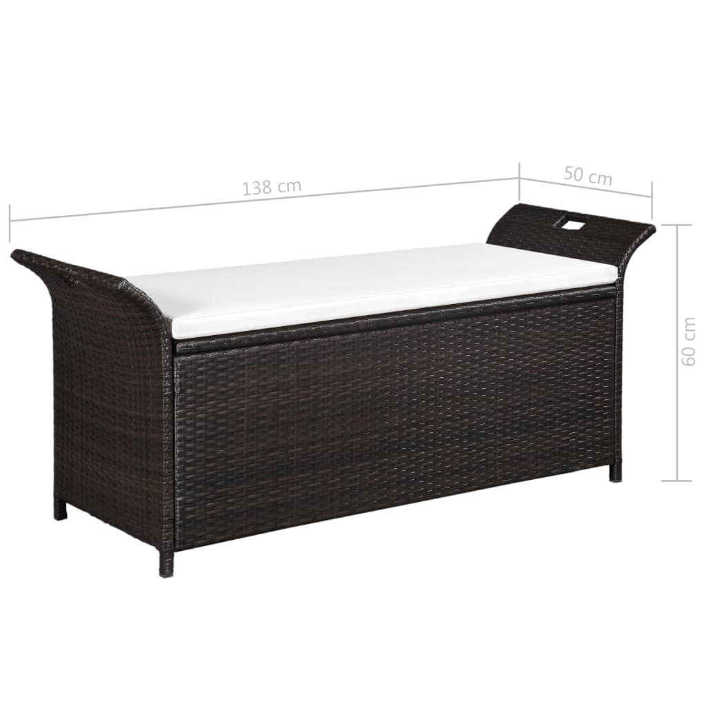 vidaXL Storage Bench with Cushion 54.3 Poly Rattan Brown