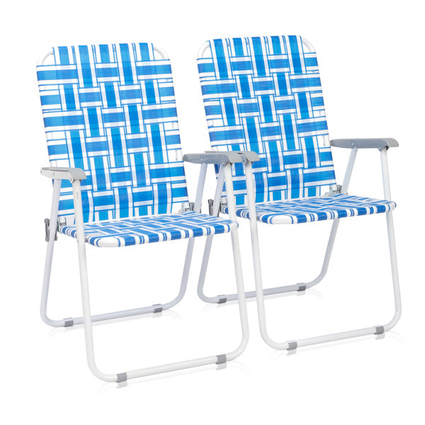 2pcs Blue And White Striped Beach Chairs