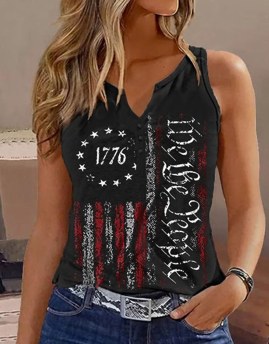 Ladies' V-neck Printed Fashionable Camisole Vest