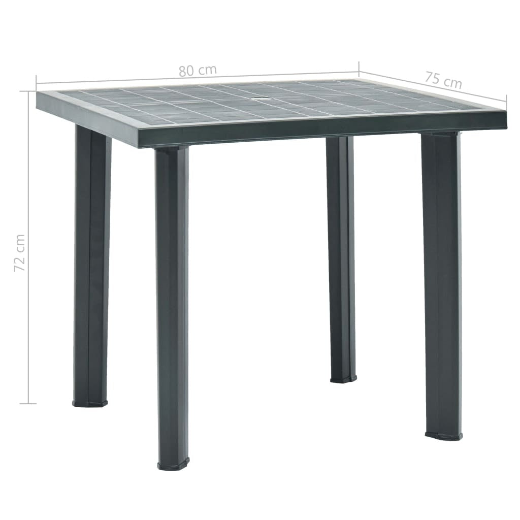 vidaXL Garden Table Green 80x75x72 cm Plastic