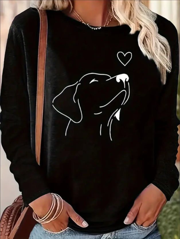 Women's Print Long-sleeved Hoodless Sweatshirt