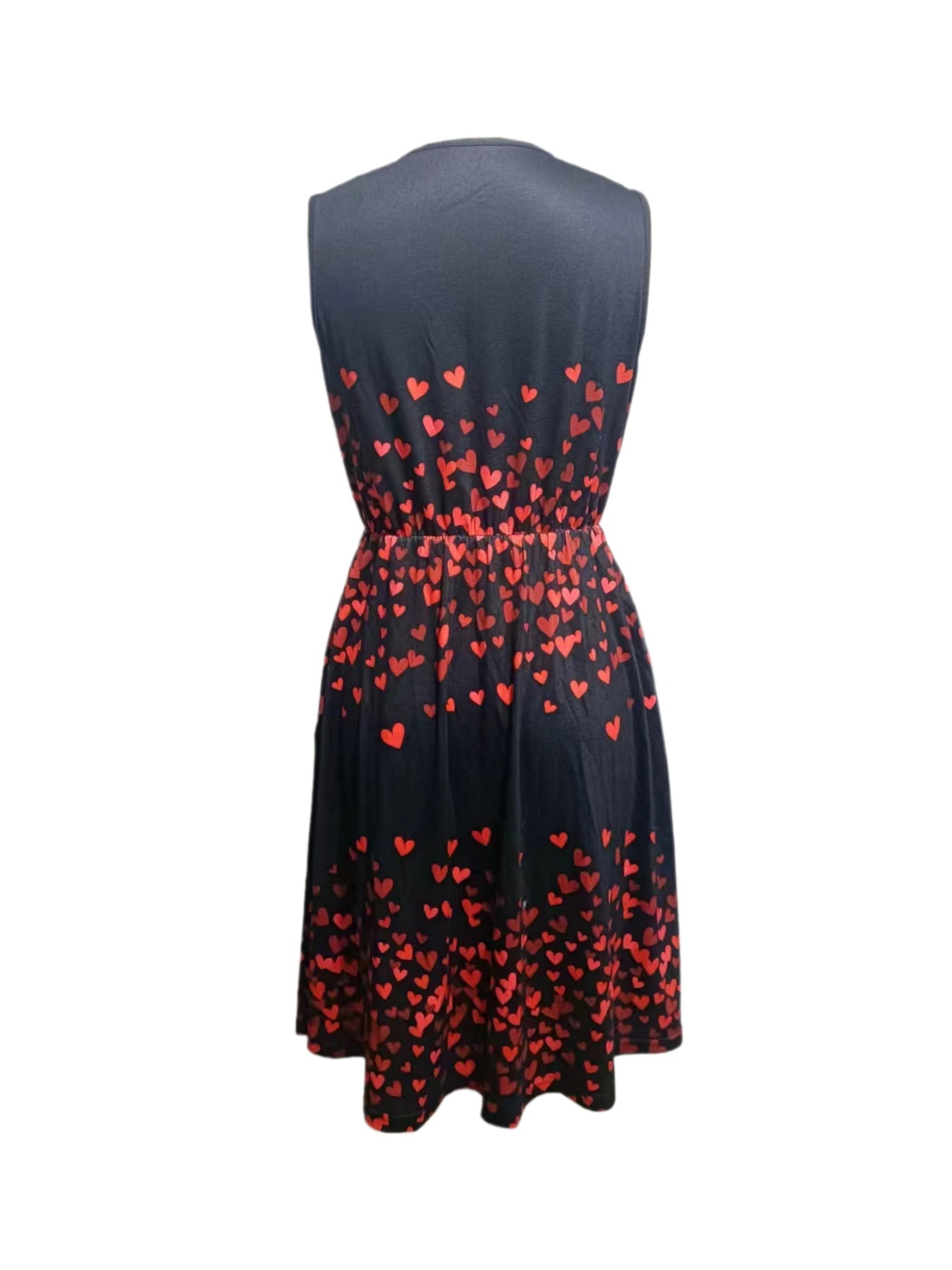 Ladies' V-neck Heart-shaped Printed Casual Off Shoulder Dress